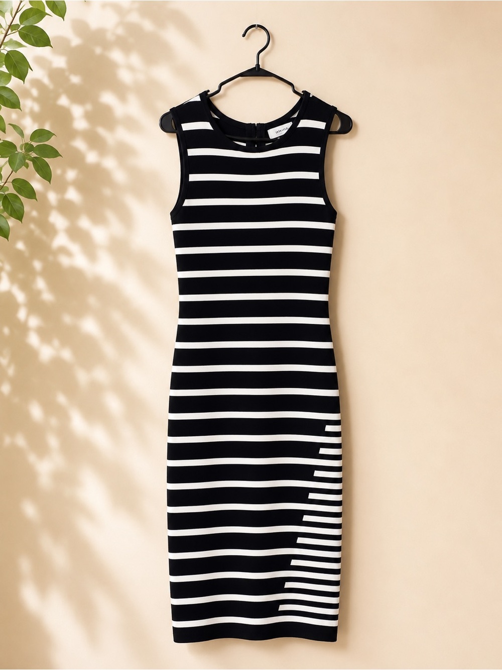 John + Jenn Black & White Striped Sheath Dress | Size Large